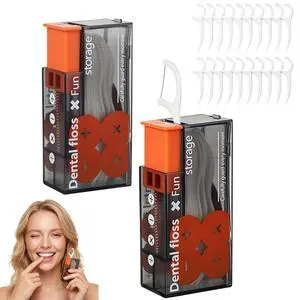 Dental Floss Pick Dispenser for Aduts,2PCS Orange Travel Portable Floss Sticks Case with 20 Count Disposabe Flosser,Pop-up Dating Hotels Toothpick Holder Box Kit for Teeth Clean Dental Floss Pick Dispenser for Aduts,2PCS Orange Travel Portable Floss Sticks Case with 20 Count Disposabe Flosser,Pop-up Dating Hotels Toothpick Holder Box Kit for Teeth Clean