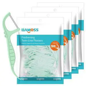 Mint Flavor 400 Count Dental Flossers,LIAMOSS Double Thread Floss Picks Thorough Cleans Teeth in One Minute,Glides Well Between Tight Teeth,Encourage Flossing Habits(Mint,4 Pack) Mint Flavor 400 Count Dental Flossers,LIAMOSS Double Thread Floss Picks Thorough Cleans Teeth in One Minute,Glides Well Between Tight Teeth,Encourage Flossing Habits(Mint,4 Pack)