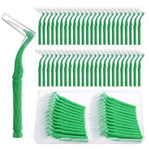 50pcs Interdental Brushes, Green Soft Dental Brushes | Non-Slip Handle Angled Head Tooth Picks Floss Sticks Dental Floss Brushes for Braces Oral Cleaning Narrow Gaps Between Teeth 50pcs Interdental Brushes, Green Soft Dental Brushes | Non-Slip Handle Angled Head Tooth Picks Floss Sticks Dental Floss Brushes for Braces Oral Cleaning Narrow Gaps Between Teeth