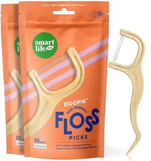 Eco-Friendly Dual-Thread Dental Floss Picks (100ct) - Flossers Made with Straw Wheat Blend, Superior Anti-Shred for Tight Gaps, Tooth Pick Stick for Adults, Soft on Gum & Teeth, Unflavored Eco-Friendly Dual-Thread Dental Floss Picks (100ct) - Flossers Made with Straw Wheat Blend, Superior Anti-Shred for Tight Gaps, Tooth Pick Stick for Adults, Soft on Gum & Teeth, Unflavored
