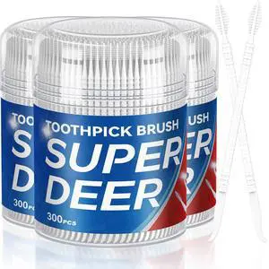 Super Deer 300Count Brushpicks Interdental Toothpicks,Soft Bristle Dental Floss Picks Toothpicks,Helps Removes Plaque and Debris Between Your Teeth (3) Super Deer 300Count Brushpicks Interdental Toothpicks,Soft Bristle Dental Floss Picks Toothpicks,Helps Removes Plaque and Debris Between Your Teeth (3)
