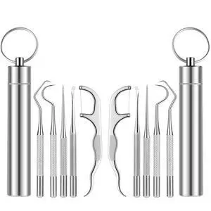 2Sets 5Pcs Toothpicks Rough Handle Tooth Picker Stainless Steel Dental Floss Picks Pocket Set Reusable Flossers for Adults Portable Teeth Cleaning Travel Oral Care Plaque Remover 2Sets 5Pcs Toothpicks Rough Handle Tooth Picker Stainless Steel Dental Floss Picks Pocket Set Reusable Flossers for Adults Portable Teeth Cleaning Travel Oral Care Plaque Remover