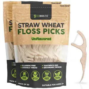 Dental Floss Picks - Straw Wheat Flossers | Thin & Shred-Resistant Thread for Tight Gaps | Flossers for Adults | Gentle on Gums & Teeth | Gluten-Free & Vegan (100 Pack, Unflavored) Dental Floss Picks - Straw Wheat Flossers | Thin & Shred-Resistant Thread for Tight Gaps | Flossers for Adults | Gentle on Gums & Teeth | Gluten-Free & Vegan (100 Pack, Unflavored)