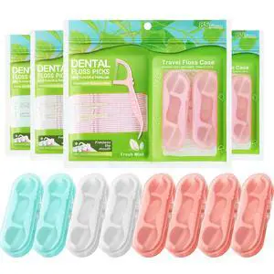 Dual- line Dental Flossers 340 Count, Mint Floss Picks with 8 Travel Case | Portable Flossing Sticks and ToothPicks Shred-Resistant for Deep Cleaning, High Tension Dual- line Dental Flossers 340 Count, Mint Floss Picks with 8 Travel Case | Portable Flossing Sticks and ToothPicks Shred-Resistant for Deep Cleaning, High Tension