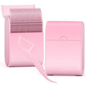 Portable Dental Floss Case 2 Box with 52 Count Floss Picks, Twin Line DesignPinkMint Flavor - Travel-Friendly Tooth Care Tool with Flossers Toothpick Holder - Oral Hygiene Essential. Portable Dental Floss Case 2 Box with 52 Count Floss Picks, Twin Line DesignPinkMint Flavor - Travel-Friendly Tooth Care Tool with Flossers Toothpick Holder - Oral Hygiene Essential.
