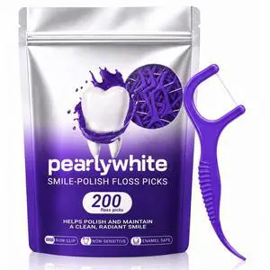 Pearly White V34 Dental Floss Picks, 200 Count, Pack of 1 | Whitening Flossers for Adults, Shred Resistant, Built-In Toothpick, Cleans Along the Gumline, No Fraying, Xylitol-Enriched Pearly White V34 Dental Floss Picks, 200 Count, Pack of 1 | Whitening Flossers for Adults, Shred Resistant, Built-In Toothpick, Cleans Along the Gumline, No Fraying, Xylitol-Enriched