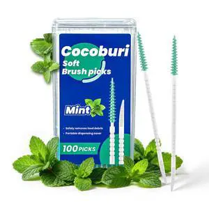 Soft Silicone Interdental Brushes and Dental Picks,BPA Free | Soft Rubber Bristles for Plaque Removal,Ended Disposable toothpicks,Comes with a Travel Case for On-The-Go Use, Mint , 100 Ct Soft Silicone Interdental Brushes and Dental Picks,BPA Free | Soft Rubber Bristles for Plaque Removal,Ended Disposable toothpicks,Comes with a Travel Case for On-The-Go Use, Mint , 100 Ct