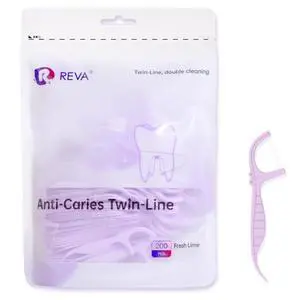Anti-Caries Twin-Line Dental Floss Picks - 200 Count (Pack of 1), Fresh Lime Flavour Toothpicks, Teeth Cleaning Sticks Anti-Caries Twin-Line Dental Floss Picks - 200 Count (Pack of 1), Fresh Lime Flavour Toothpicks, Teeth Cleaning Sticks
