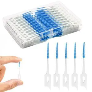 Dental Floss Picks, 200 Count, Soft Rubber Brush Head, Interdental Brushes with Convenient Carry Case,Dual-Ended Toothpick Travel Teeth Cleaning Tools (Blue) Dental Floss Picks, 200 Count, Soft Rubber Brush Head, Interdental Brushes with Convenient Carry Case,Dual-Ended Toothpick Travel Teeth Cleaning Tools (Blue)