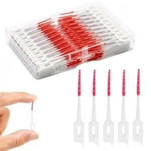 Dental Floss Picks, 200 Count, Soft Rubber Brush Head, Interdental Brushes with Convenient Carry Case,Dual-Ended Toothpick Travel Teeth Cleaning Tools (Red) Dental Floss Picks, 200 Count, Soft Rubber Brush Head, Interdental Brushes with Convenient Carry Case,Dual-Ended Toothpick Travel Teeth Cleaning Tools (Red)