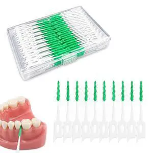l Interdental Brushes,220 Count,Dual-Head Use Dental Floss Picks | Soft Rubber Interdental Picks,Toothpicks Brush for cleaning between teeth and braces with Carry Case (Green) l Interdental Brushes,220 Count,Dual-Head Use Dental Floss Picks | Soft Rubber Interdental Picks,Toothpicks Brush for cleaning between teeth and braces with Carry Case (Green)