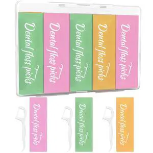 50 Count Individually Wrapped Dental Floss Picks, Toothpicks Floss Picks Travel, Disposable Floss with Case for Kids Adults, Gentle Portable Floss Sticks, Multi-Color 50 Count Individually Wrapped Dental Floss Picks, Toothpicks Floss Picks Travel, Disposable Floss with Case for Kids Adults, Gentle Portable Floss Sticks, Multi-Color