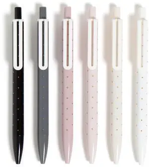 Ballpoint Pens, Bold 1.0mm Black Ink, 6 Pack, Cute Pens, Foil Dots Ballpoint Pens, Bold 1.0mm Black Ink, 6 Pack, Cute Pens, Foil Dots