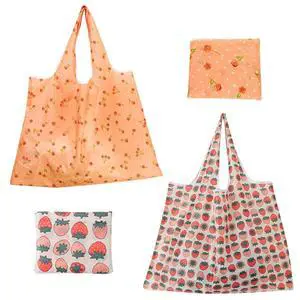 Extra Large 50lbs Foldable Reusable Shopping Bags kitchen reusable grocery bags Washable Polyester Bags in Pocket(2 set, Pink Fruit) Extra Large 50lbs Foldable Reusable Shopping Bags kitchen reusable grocery bags Washable Polyester Bags in Pocket(2 set, Pink Fruit)