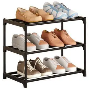 Metal Stackable Small Shoe Rack Organizer, Narrow Shoe Racks for Closets Entryway, Shoe Stand,Shoe Shelf with Handle (3-Tier-Black) Metal Stackable Small Shoe Rack Organizer, Narrow Shoe Racks for Closets Entryway, Shoe Stand,Shoe Shelf with Handle (3-Tier-Black)
