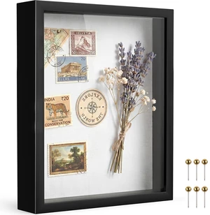 Black 8×10 Shadow Box Display Frame, Premium Linen Backboard and Included Pushpins, Plexiglass Memory Box Black 8×10 Shadow Box Display Frame, Premium Linen Backboard and Included Pushpins, Plexiglass Memory Box