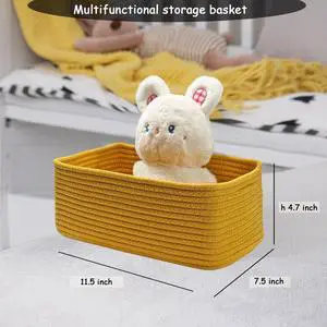 11.5"x7.5"x4.7" Storage Baskets for Organizing | Cotton Rope Woven Basket | Toy Storage Bin Box | Basket for Shelves, Closet Organizer Bin, Decorative Closet Shelf, 1 Pack 11.5"x7.5"x4.7" Storage Baskets for Organizing | Cotton Rope Woven Basket | Toy Storage Bin Box | Basket for Shelves, Closet Organizer Bin, Decorative Closet Shelf, 1 Pack