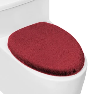 Soft Plush Toilet Lid Cover for Bathroom, Machine Washable Toilet Seat Covers, Fits Most Round Elongated and Oblong Lids, Easy Installation& Cleaning (Burgundy) Soft Plush Toilet Lid Cover for Bathroom, Machine Washable Toilet Seat Covers, Fits Most Round Elongated and Oblong Lids, Easy Installation& Cleaning (Burgundy)