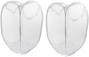 2 Pack Foldable Pop-Up Laundry Hamper, White | Collapsible, Mesh Clothes Basket, Carry Handles 2 Pack Foldable Pop-Up Laundry Hamper, White | Collapsible, Mesh Clothes Basket, Carry Handles