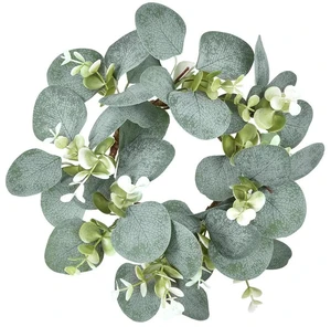 Eucalyptus Faux Kitchen Cabinet Artificial Greenery Farmhouse Wreath for Door Wall Window Decor, 9Inch Eucalyptus Faux Kitchen Cabinet Artificial Greenery Farmhouse Wreath for Door Wall Window Decor, 9Inch