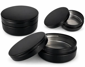 3 Pcs, Metal Tin Round Container, Mini Portable Small Storage Container Kit with Twist Lid for Home Storage 2.5x1 Inch, Black 3 Pcs, Metal Tin Round Container, Mini Portable Small Storage Container Kit with Twist Lid for Home Storage 2.5x1 Inch, Black
