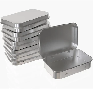 Small Hinged Tin Box Metal Tins Storage Containers, Silver 6Pcs | Portable Craft Organizer for Home Storage to pills, candies, herbs, planting seed, nail art etc Small Hinged Tin Box Metal Tins Storage Containers, Silver 6Pcs | Portable Craft Organizer for Home Storage to pills, candies, herbs, planting seed, nail art etc