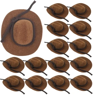 15 Pcs Mini Flocked Cowboy Hat Set - Tiny Decorative Hats for Party, Pets, and Dolls (2 Inch, Brown) 15 Pcs Mini Flocked Cowboy Hat Set - Tiny Decorative Hats for Party, Pets, and Dolls (2 Inch, Brown)