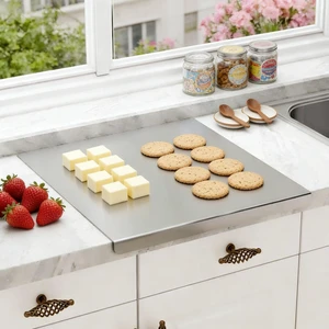 15.7''L x 11.8''W Cutting Board, 304 Stainless Steel Cutting Boards for Kitchen, Meat Cutting Board, Metal Cutting Board for Fruits, Vegetables, Bread, and Baking, Small Cutting Boards Easy To Clean 15.7''L x 11.8''W Cutting Board, 304 Stainless Steel Cutting Boards for Kitchen, Meat Cutting Board, Metal Cutting Board for Fruits, Vegetables, Bread, and Baking, Small Cutting Boards Easy To Clean