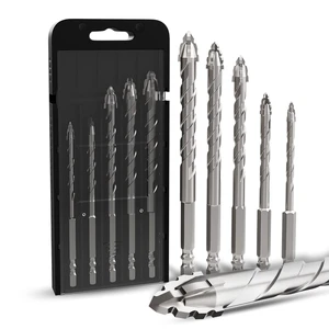 Upgraded Masonry Drill Bit Set,Serrated Concrete Drill bit Set - (5/32"-1/2") 5-Piece Professional Carbide Drill Bits for Concrete, Tile, Brick, Glass, Ceramic, Wood, and Plastic Upgraded Masonry Drill Bit Set,Serrated Concrete Drill bit Set - (5/32"-1/2") 5-Piece Professional Carbide Drill Bits for Concrete, Tile, Brick, Glass, Ceramic, Wood, and Plastic