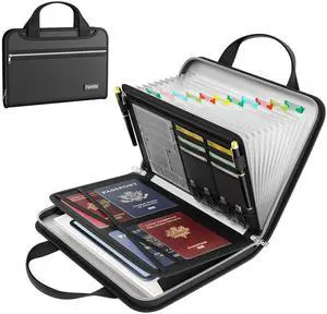 Accordion File Organizer, Fireproof Important Document Organizer Heat Insulation, 13 Transparent Pockets, Portable Home Travel Safe Storage Expanding File Folder for A4, Letter, Paper, Black Accordion File Organizer, Fireproof Important Document Organizer Heat Insulation, 13 Transparent Pockets, Portable Home Travel Safe Storage Expanding File Folder for A4, Letter, Paper, Black