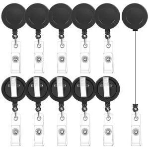 50 Pack Retractable Badge Reels with Swivel Alligator Clip, Black 23.6" Retractable Cord, Abs Shell, Secure Clip, For Badges, Keys, Office, School, Nurse, Teacher Use 50 Pack Retractable Badge Reels with Swivel Alligator Clip, Black 23.6" Retractable Cord, Abs Shell, Secure Clip, For Badges, Keys, Office, School, Nurse, Teacher Use