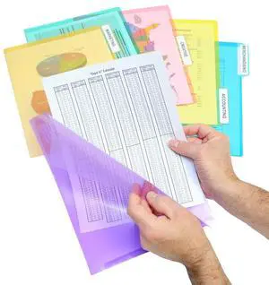 Poly Color File Folders Letter Size, 3rd-Cut Tabs Set of 18 PocketFiles Heavy Duty Transparent Files, Sealed on 2 Sides to Secure and Protect Documents and are Tabbed for Easy Indexing Poly Color File Folders Letter Size, 3rd-Cut Tabs Set of 18 PocketFiles Heavy Duty Transparent Files, Sealed on 2 Sides to Secure and Protect Documents and are Tabbed for Easy Indexing