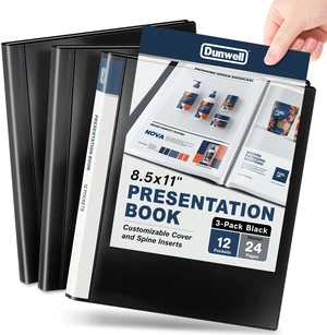 12-Pocket Presentation Binder 8.5x11, 24-Page Portfolio, 3-Pack 3-pack presentation binders each feature 12 pockets with 24 viewable pages for documents, certificates, projects, and photos 12-Pocket Presentation Binder 8.5x11, 24-Page Portfolio, 3-Pack 3-pack presentation binders each feature 12 pockets with 24 viewable pages for documents, certificates, projects, and photos