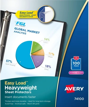 Diamond Clear Heavyweight Sheet Protectors, Easy Load, 100 Document Protectors (74100) Diamond Clear Heavyweight Sheet Protectors, Easy Load, 100 Document Protectors (74100)