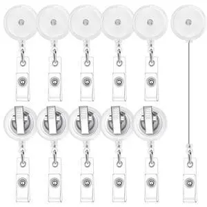 100 Pack Retractable Badge Reels with Swivel Alligator Clip, Clear Durable Cord, 23.6 In Retractable Reach, 360° Clip, For Id Badges, Keys, Nurses, Teachers, Office Use 100 Pack Retractable Badge Reels with Swivel Alligator Clip, Clear Durable Cord, 23.6 In Retractable Reach, 360° Clip, For Id Badges, Keys, Nurses, Teachers, Office Use