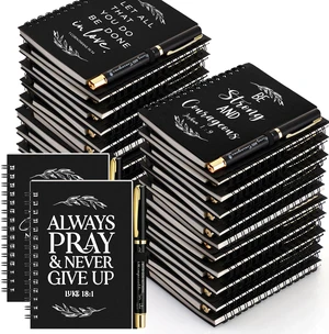 60 Pcs/30 Set Christian Gift Bulk Spiral Notebook and Pen, Black Prayer Journal Bible Verse Ballpoint Pen, Religious Gift for Church Members Study Groups Women Men, Sunday School 60 Pcs/30 Set Christian Gift Bulk Spiral Notebook and Pen, Black Prayer Journal Bible Verse Ballpoint Pen, Religious Gift for Church Members Study Groups Women Men, Sunday School