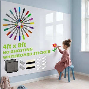 Whiteboard Sticker for Wall, 4x8ft White Board Paper, Super Sticky Dry Erase Wallpaper, Peel and Stick Dry Erase Board with 20 Markers, No Ghosting Whiteboard Paper for Home Office Classroom Whiteboard Sticker for Wall, 4x8ft White Board Paper, Super Sticky Dry Erase Wallpaper, Peel and Stick Dry Erase Board with 20 Markers, No Ghosting Whiteboard Paper for Home Office Classroom