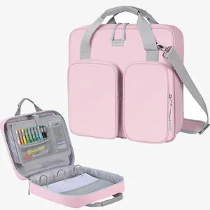 Zipper Binder 3 Inch 3 Ring with Shoulder Strap Multi-Pocket,Tough Binder Bag with Laptop organizer for School Travel,Fit 13" MacBook & Tablet,700 Sheets Capacity,Water Resistant,Light Pink Zipper Binder 3 Inch 3 Ring with Shoulder Strap Multi-Pocket,Tough Binder Bag with Laptop organizer for School Travel,Fit 13" MacBook & Tablet,700 Sheets Capacity,Water Resistant,Light Pink