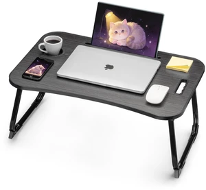 Folding Lap Desk Bed Desk Laptop Table Tray, Breakfast Serving Tray, Portable & Lightweight Mini Table for Sofa Couch Floor - Black Folding Lap Desk Bed Desk Laptop Table Tray, Breakfast Serving Tray, Portable & Lightweight Mini Table for Sofa Couch Floor - Black