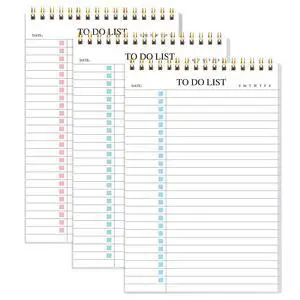 To Do List Notepad 3 Pack, Undated Daily Planner Notepad, A5 (5.5" x 8.3") To Do List Notebook, Checklist Planner, Waterproof Spiral Notepad, for Work, Office Supplies, School Planner, 52 Sheets/Pack To Do List Notepad 3 Pack, Undated Daily Planner Notepad, A5 (5.5" x 8.3") To Do List Notebook, Checklist Planner, Waterproof Spiral Notepad, for Work, Office Supplies, School Planner, 52 Sheets/Pack