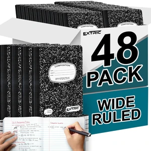 Composition Notebook Wide Ruled 48 PK Bulk 200 Pages for School Feature: No Bleed Pages, Ideal for: Students, Teachers, Binding: Sewn Composition Binding, Cover: Black Marble Composition Notebook Wide Ruled 48 PK Bulk 200 Pages for School Feature: No Bleed Pages, Ideal for: Students, Teachers, Binding: Sewn Composition Binding, Cover: Black Marble