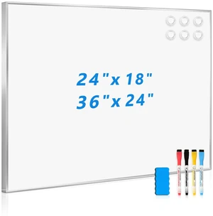 Magnetic Whiteboard, 24" x 18" Dry Erase White Board for Wall Silver Aluminum Frame, Easy to Write and Erase, Wall Mounted, Presentation Board, for Home, Office, School, Kitchen Magnetic Whiteboard, 24" x 18" Dry Erase White Board for Wall Silver Aluminum Frame, Easy to Write and Erase, Wall Mounted, Presentation Board, for Home, Office, School, Kitchen