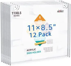 Acrylic Wall Sign Holder 8.5x11 Picture Frames Horizontal 12 Packs Provide 3M Tape and Wall Mounting Screws Easy To Swap Out Papers Perfect for Home, Office, Store, Restaurant Acrylic Wall Sign Holder 8.5x11 Picture Frames Horizontal 12 Packs Provide 3M Tape and Wall Mounting Screws Easy To Swap Out Papers Perfect for Home, Office, Store, Restaurant