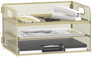 3 Tier Paper Organizer for Desk, Sliding Paper Trays, Yellow 3 Tier desk organizer and paper tray with handle and for A4 sheets, files, mail and folders in home offices or classrooms 3 Tier Paper Organizer for Desk, Sliding Paper Trays, Yellow 3 Tier desk organizer and paper tray with handle and for A4 sheets, files, mail and folders in home offices or classrooms