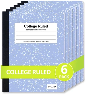 Composition Notebook College Ruled 6 Pack, 200 Pages, Cornflower 100 ct, 9.75 x 7.5 in, Durable Comp Book, School Notebooks, Students, Note Taking, Writing, Teachers Composition Notebook College Ruled 6 Pack, 200 Pages, Cornflower 100 ct, 9.75 x 7.5 in, Durable Comp Book, School Notebooks, Students, Note Taking, Writing, Teachers
