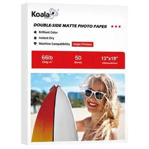 Double Sided Thick Matte Photo Paper 13x19 Inch 66LB 50 Sheets 250gsm Heavyweight Cardstock Paper Compatible with Inkjet Printer and Dye Ink Double Sided Thick Matte Photo Paper 13x19 Inch 66LB 50 Sheets 250gsm Heavyweight Cardstock Paper Compatible with Inkjet Printer and Dye Ink