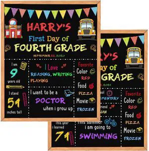 First Day of School Sign - 14" X 11" Double-Sided Board With Frame for Kids - Chalkboard for First & Last Day, Back to School Supplies for Preschool Kindergarten 1st Grade First Day of School Sign - 14" X 11" Double-Sided Board With Frame for Kids - Chalkboard for First & Last Day, Back to School Supplies for Preschool Kindergarten 1st Grade