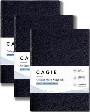 College Ruled Journal for Men & Women, Softcover A5 Leather Notebook 3 Pack, Black, 176 Pages, 100 GSM Paper, Vegan Leather, Customizable Bookmark, Daily Writing, Journaling, Work & School College Ruled Journal for Men & Women, Softcover A5 Leather Notebook 3 Pack, Black, 176 Pages, 100 GSM Paper, Vegan Leather, Customizable Bookmark, Daily Writing, Journaling, Work & School
