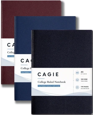 College Ruled Journal for Men & Women, Softcover A5 Leather Notebook 3 Pack, 176 Pages, 100 GSM Paper, Vegan Leather, Customizable Bookmark, Lay-Flat, Daily Writing, Journaling, Work & School College Ruled Journal for Men & Women, Softcover A5 Leather Notebook 3 Pack, 176 Pages, 100 GSM Paper, Vegan Leather, Customizable Bookmark, Lay-Flat, Daily Writing, Journaling, Work & School