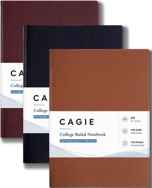 College Ruled Journal for Men & Women, Softcover A5 Leather Notebook 3 Pack, 176 Pages, 100 GSM Paper, Vegan Leather, Customizable Bookmark, Lay-Flat, Daily Writing, Journaling, Work & School College Ruled Journal for Men & Women, Softcover A5 Leather Notebook 3 Pack, 176 Pages, 100 GSM Paper, Vegan Leather, Customizable Bookmark, Lay-Flat, Daily Writing, Journaling, Work & School